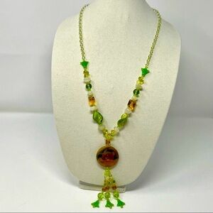 Artisan glass and natural stone beaded necklace